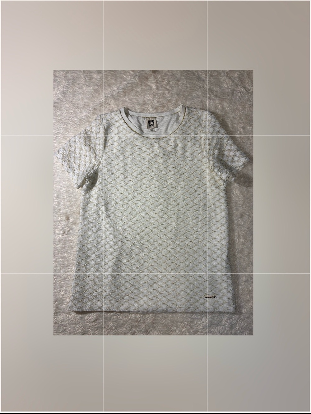 Anne Klein White Top with Gold Metallic Trim